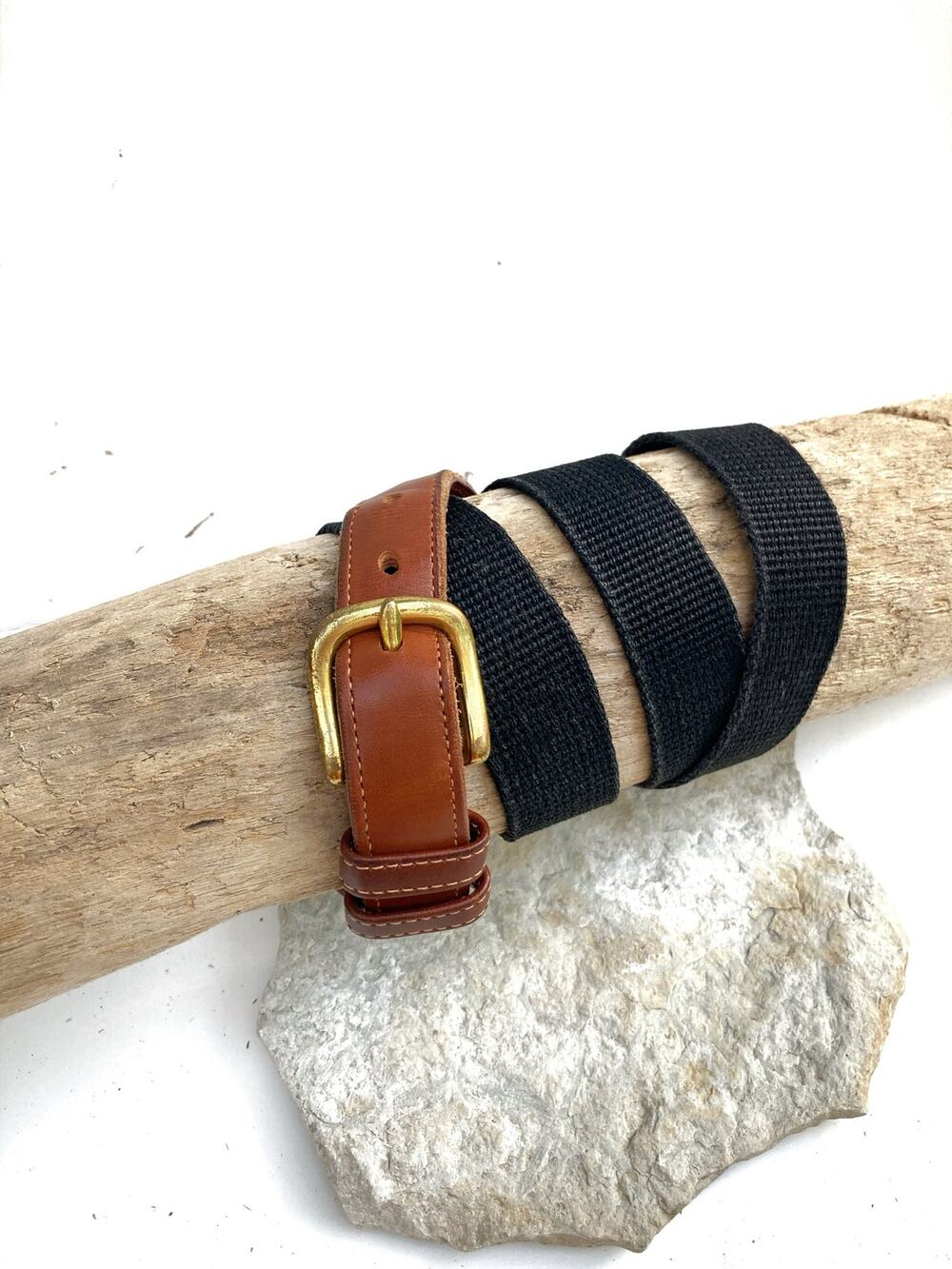 Vintage Coach Black Web Leather Belt Brass Buckle Mens Unisex Classic 90s Prep